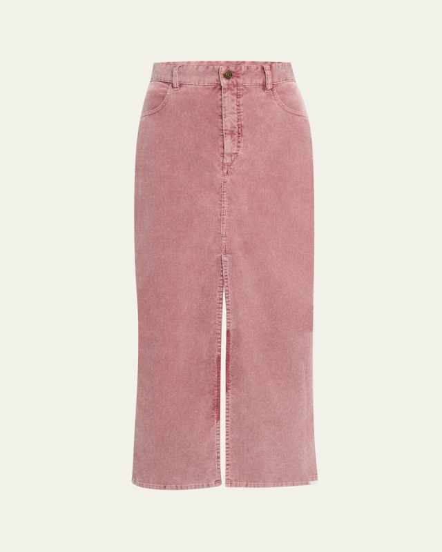 Odalie Straight Corduroy Midi Skirt